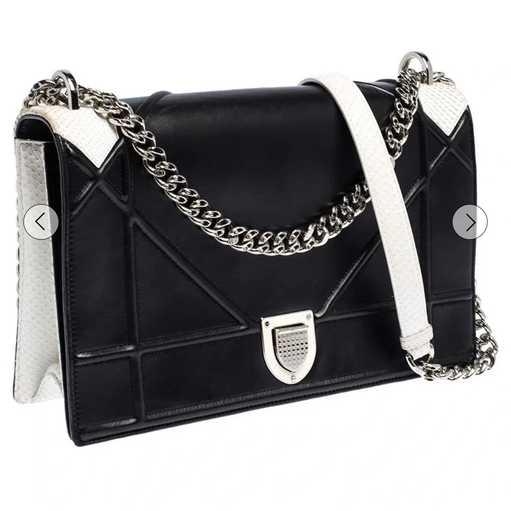 ✨💎RARE💎✨PYTHON DIOR DIORAMA MEDIUM BAG W/ DUSTY & GIFT. - Picture 4 of 14
